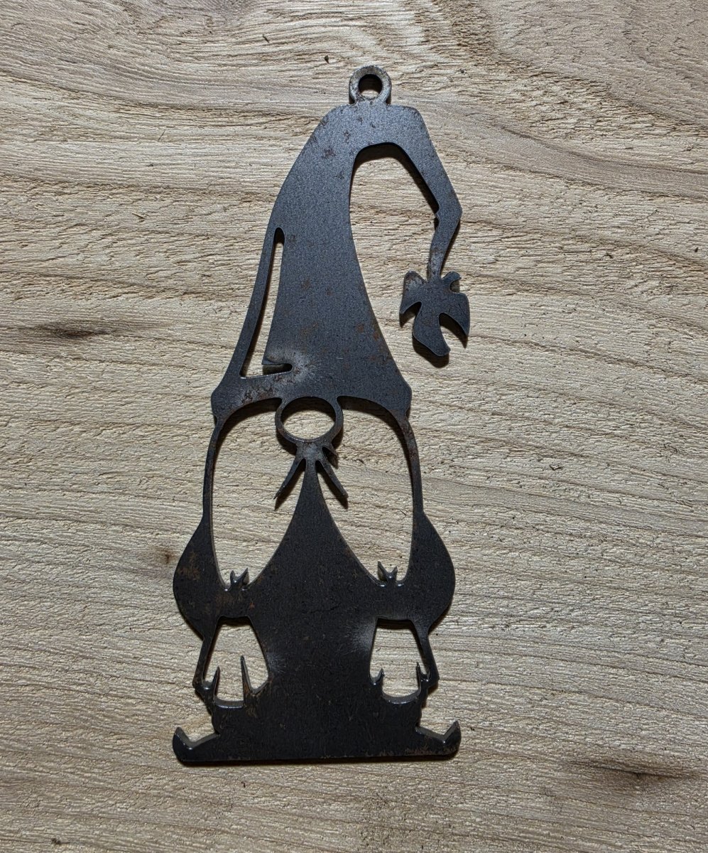 Gnome with Floppy Hat Metal Christmas Ornament